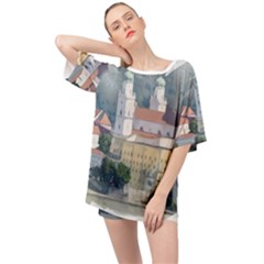 Architecture Old Sky Travel Oversized Chiffon Top by Simbadda