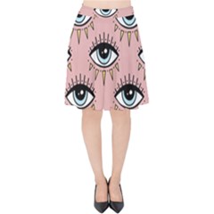 Eyes Pattern Velvet High Waist Skirt by Valentinaart