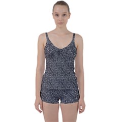 White Swirls On Gray Tie Front Two Piece Tankini by bloomingvinedesign