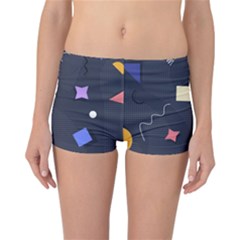 Memphis Pattern With Geometric Shapes Reversible Boyleg Bikini Bottoms by Vaneshart