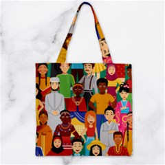 Nations Seamless Illustration Zipper Grocery Tote Bag by Vaneshart