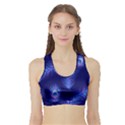 Seamless Pattern With Colorful Peacock Feathers Dark Blue Background Sports Bra with Border View1