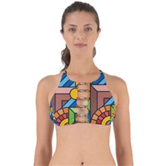 Colorful Geometric Mosaic Background Perfectly Cut Out Bikini Top by Vaneshart