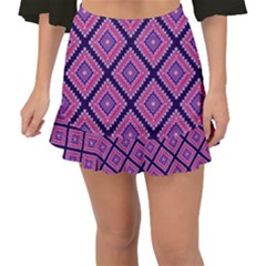 Ethnic Seamless Pattern Tribal Line Print African Mexican Indian Style Fishtail Mini Chiffon Skirt by Vaneshart