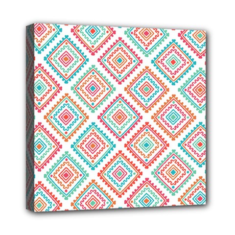 Ethnic Seamless Pattern Tribal Line Print African Mexican Indian Style Mini Canvas 8  X 8  (stretched) by Vaneshart