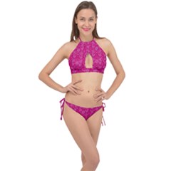 Roses And Roses A Soft Flower Bed Ornate Cross Front Halter Bikini Set by pepitasart