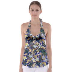October Leaves In Blue Babydoll Tankini Top by bloomingvinedesign