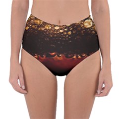 Water Drops Bubbles Macro Close Up Brown Reversible High-waist Bikini Bottoms by Vaneshart