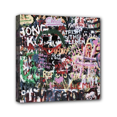 Graffiti Wall Background Mini Canvas 6  X 6  (stretched) by Vaneshart