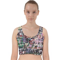 Graffiti Wall Background Velvet Racer Back Crop Top by Vaneshart