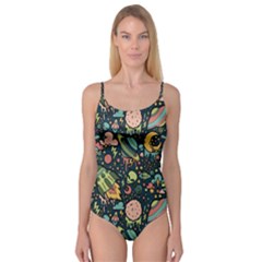 Texture Patterns Aliens Rockets Space Camisole Leotard  by Vaneshart