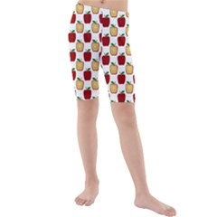 Apple Polkadots Kids  Mid Length Swim Shorts by bloomingvinedesign