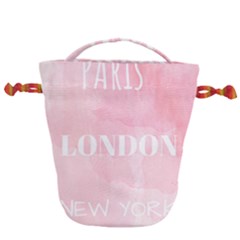 Paris, London, New York Drawstring Bucket Bag by Lullaby