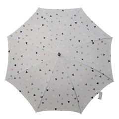 Grey Hearts Print Romantic Hook Handle Umbrellas (medium) by Lullaby