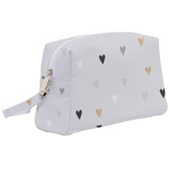 Grey Hearts Print Romantic Wristlet Pouch Bag (large) by Lullaby