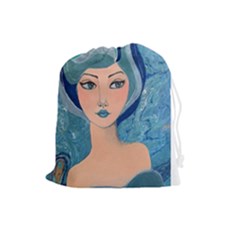 Blue Girl Drawstring Pouch (large) by CKArtCreations