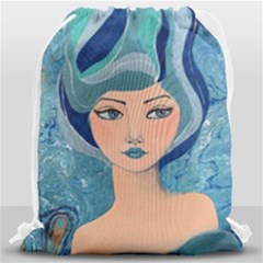 Blue Girl Drawstring Bag (large) by CKArtCreations