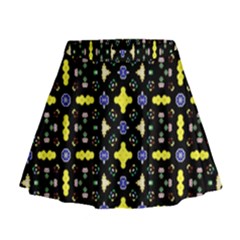 Pattern Black Background Texture Mini Flare Skirt by Simbadda