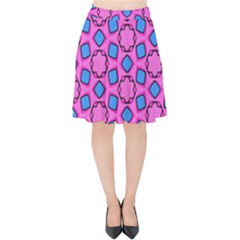 Pattern Pink Stars Texture Seamless Velvet High Waist Skirt by Simbadda