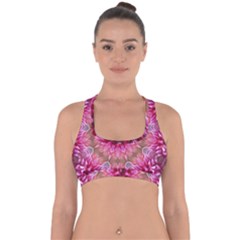 Flower Mandala Art Pink Abstract Cross Back Hipster Bikini Top  by Simbadda