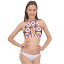 Rainbow Pattern Pattern Texture Cross Front Halter Bikini Top View1
