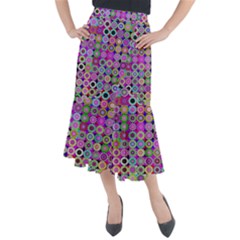 Design Circles Circular Background Midi Mermaid Skirt by Simbadda