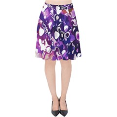 Paint Texture Purple Watercolor Velvet High Waist Skirt by Simbadda