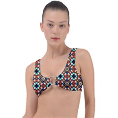 Stained Glass Pattern Texture Face Ring Detail Bikini Top by Simbadda