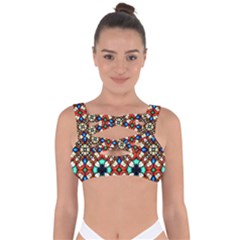 Stained Glass Pattern Texture Face Bandaged Up Bikini Top by Simbadda
