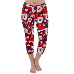 Nicholas Santa Christmas Pattern Capri Winter Leggings  by Simbadda