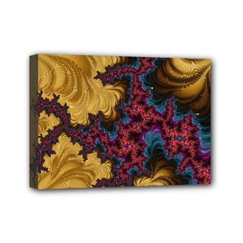 Creative Abstract Structure Texture Flower Pattern Black Material Textile Art Colors Design  Mini Canvas 7  X 5  (stretched) by Vaneshart