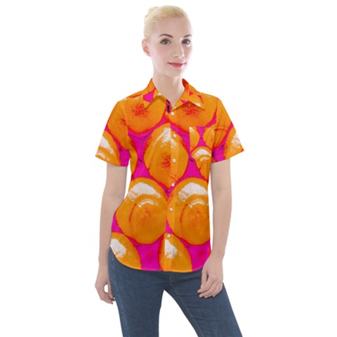 Pop Art Tennis Balls Women s Short Sleeve Pocket Shirt by essentialimage