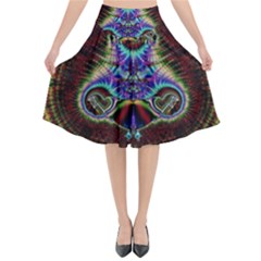 Artwork Fractal Digital Art Flared Midi Skirt by Wegoenart