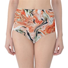 Marble Texture White Pattern Classic High-waist Bikini Bottoms by Wegoenart