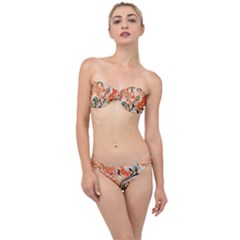 Marble Texture White Pattern Classic Bandeau Bikini Set by Wegoenart