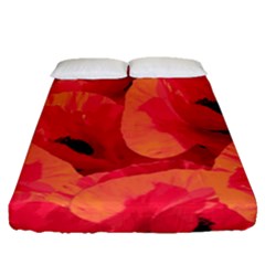 Poppies  Fitted Sheet (queen Size) by HelgaScand