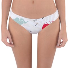 Mountain Sun Japanese Illustration Reversible Hipster Bikini Bottoms by Vaneshart