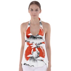 Mount Fuji Mountain Ink Wash Painting Babydoll Tankini Top by Vaneshart