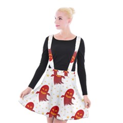 Ghost Halloween Drawing Flower Leaf Suspender Skater Skirt by Vaneshart