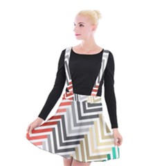 Abstract Colorful Geometric Pattern Suspender Skater Skirt by Vaneshart