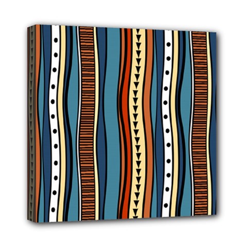 Stripes Hand Drawn Tribal Colorful Background Pattern Mini Canvas 8  X 8  (stretched) by Vaneshart