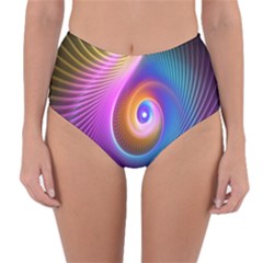 3d Abstract Fractal Bright Reversible High-waist Bikini Bottoms by Vaneshart