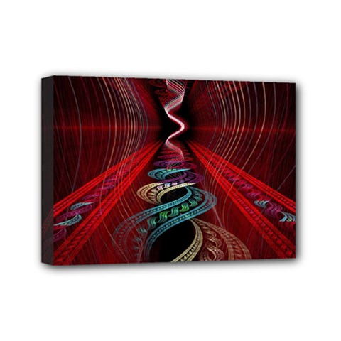 Patterns Red Abstract Mini Canvas 7  X 5  (stretched) by Vaneshart