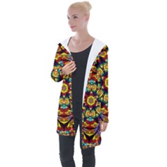 Geometric Pattern Kaleidoscope Art Mirror Image Mosaic Longline Hooded Cardigan by Vaneshart