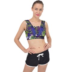 Dark Coleus V-back Sports Bra by Riverwoman