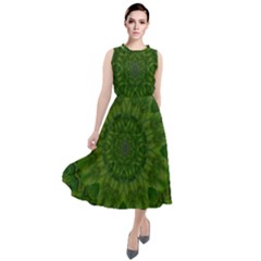 Fauna Nature Ornate Leaf Round Neck Boho Dress by pepitasart