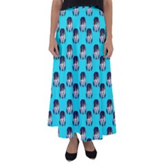 Forest Girl Bight Baby Blue Patttern Flared Maxi Skirt by snowwhitegirl