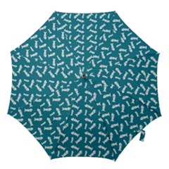 Fish Teal Blue Pattern Hook Handle Umbrellas (medium) by snowwhitegirl