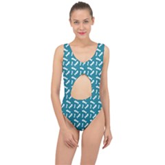Fish Teal Blue Pattern Center Cut Out Swimsuit by snowwhitegirl