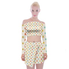 Polka Dots Dot Spots Off Shoulder Top With Mini Skirt Set by Vaneshart